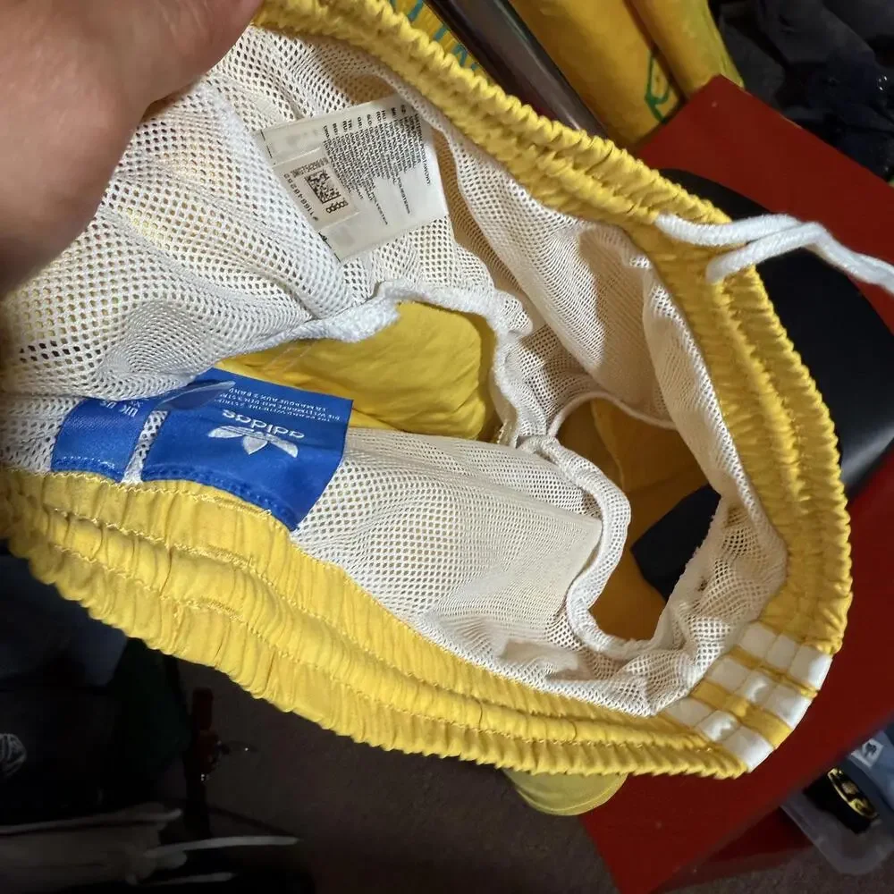 Adidas Yellow Vintage Athletic Swim Shorts with Stripes - Picture 4 of 7